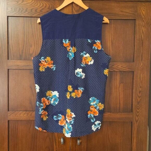 Modcloth Girl About Easton Floral Print Navy Tank Top Blouse XL - Picture 5 of 5